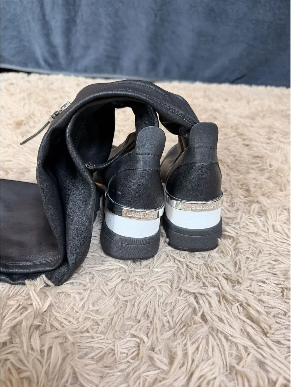 Michael Kors Ace Stretch High Over Knee Sneaker Boots Black Size ~6.5